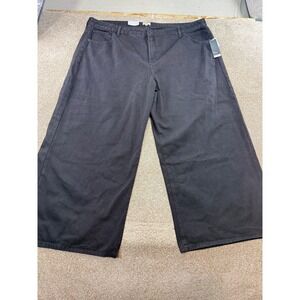 Eloquii The Yvette Wide Leg Jeans Black High Rise Plus 26 NEW Work Office Dark